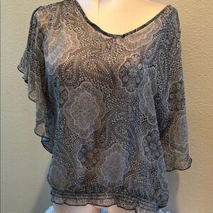 Elegant Black and Gray Paisley Women's Top
